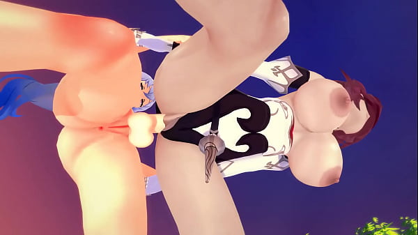 फूटा जेनशिन इम्पैक्ट - रोसारिया को गन्यू द्वारा क्रीमयुक्त किया जाता है - 3डी हेंटाई