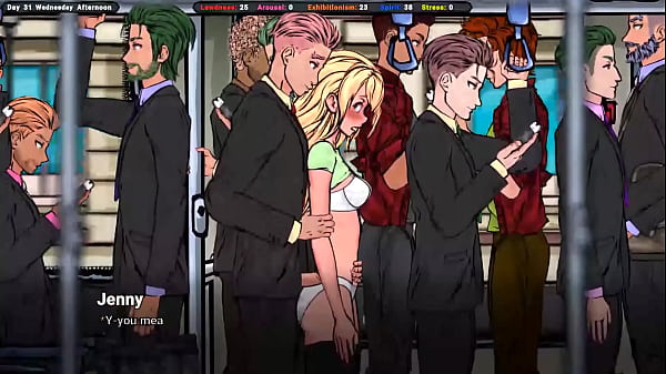 Jenny liebt es, wenn Fremde sie im Bus zum Orgasmus bringen. Hentai-Spiel