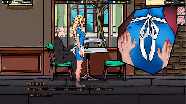 Der Kunde bat Jane, sich zu bücken, damit er ihre Muschi durch ihr Höschen berühren konnte.