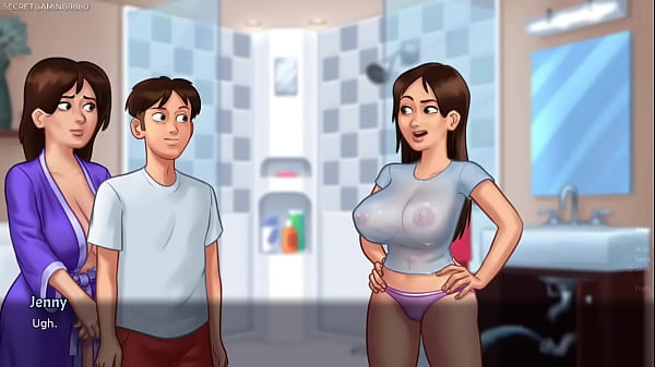 Summertime Saga de Kompas Productions - A un tipo cachondo y afortunado le encanta ver a su compañero de cuarto de al lado, grandes y jugosas tetas húmedas | MILF tetona de la casa quiere que él la ayude