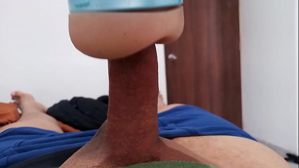 Jacking off my uncut cock, fleshlight session, cumming. December 22, 2023.