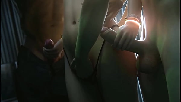 Tifa viene scopata da 3 cazzi in bagno